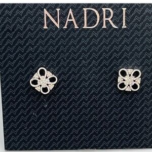 Nadri Flower or Clover Design with Pave CZ Stud Earrings‎ New